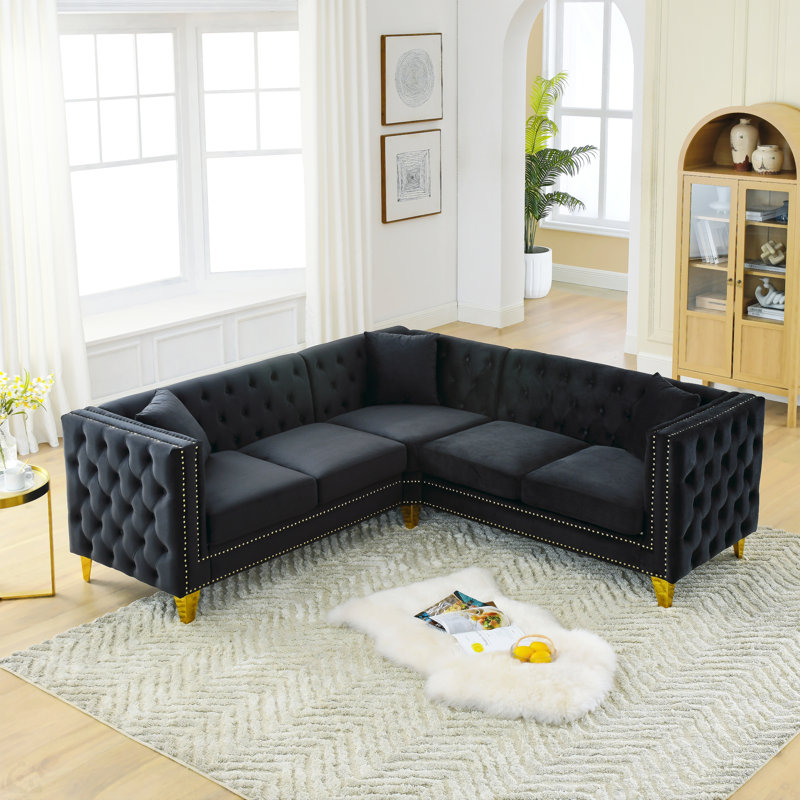 Small velvet corner sofa discount